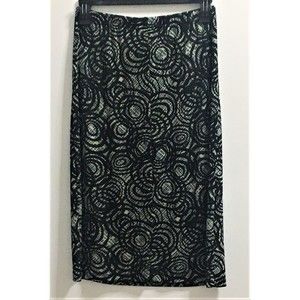 Kathy Ireland Black and Grey Midi Skirt Women's Small